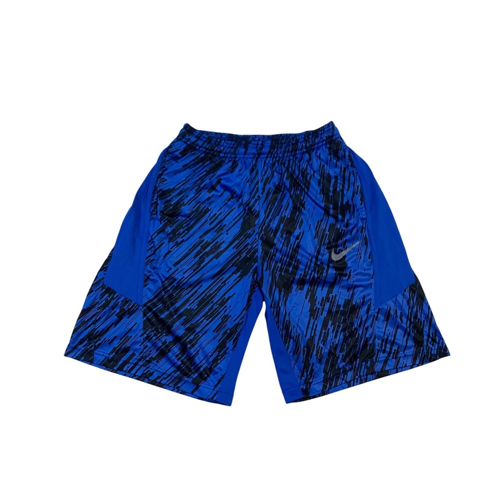 Nike Dri-FIT Mens Blue Black Glitch Pattern Basketball Shorts Size M 613782-480